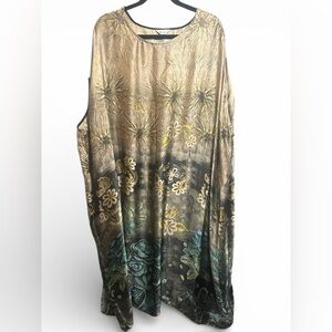 Silk Chiffon Oversized Boho Floral Kaftan Maxi Dress One Size